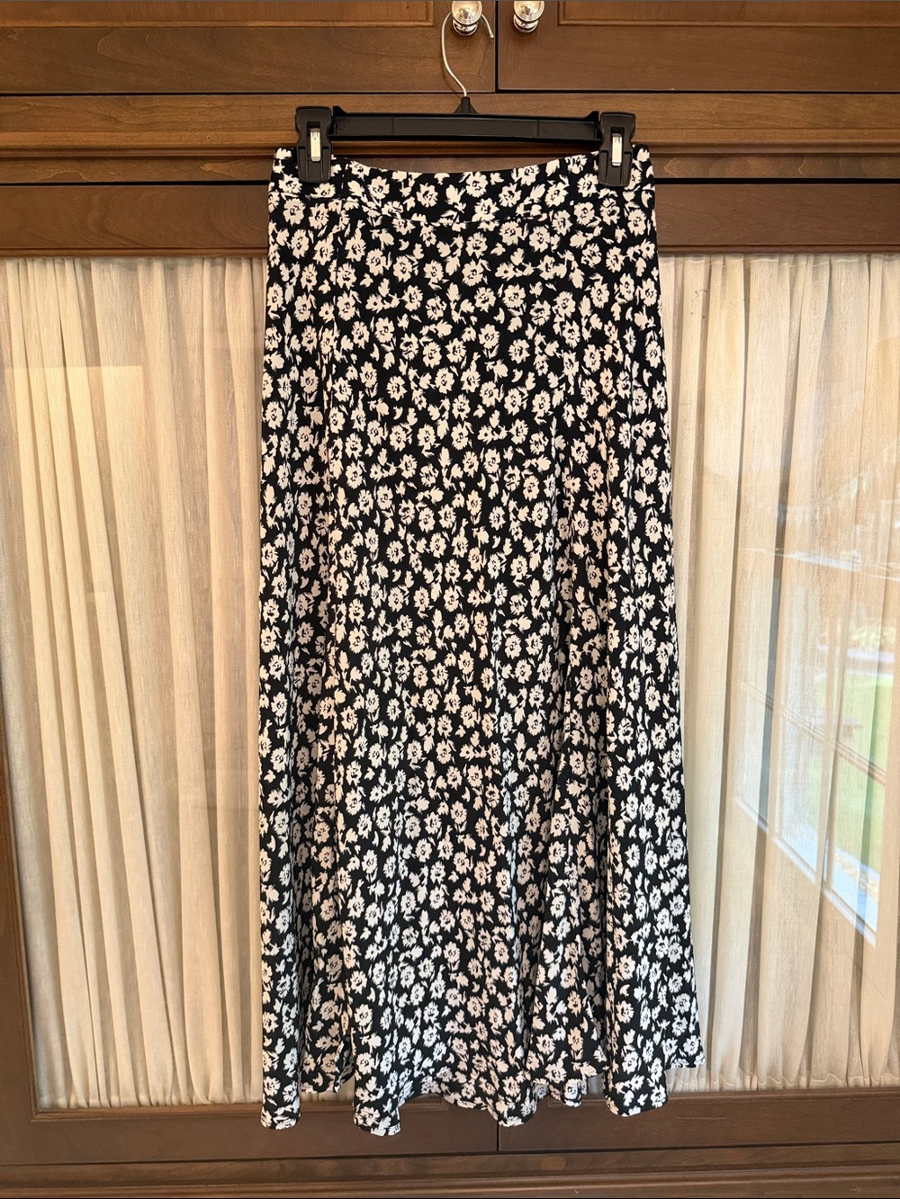 Zara Black and White Floral Maxi Skirt